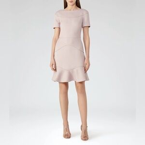 REISS Hazel Textured Panel Fit and Flare Sheath Dress in Ash - Sz US 6
